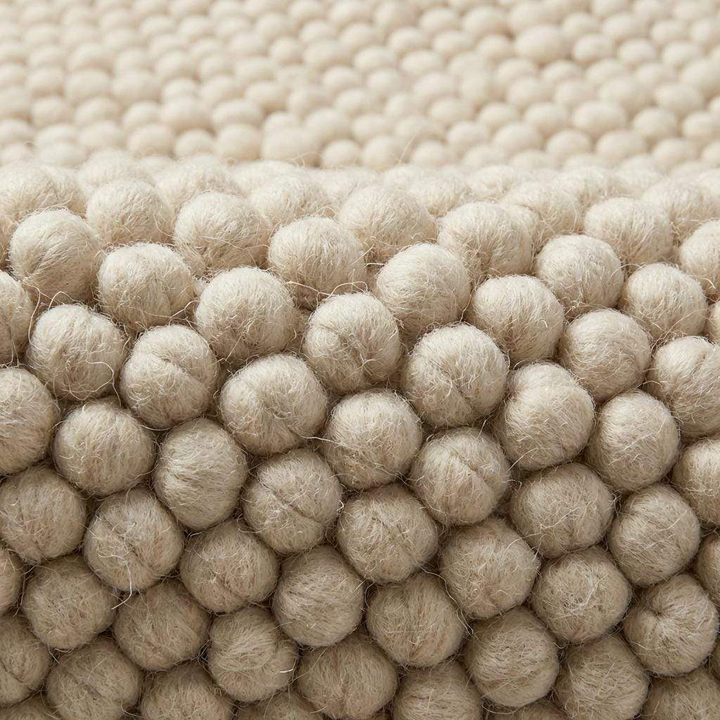 Ivory chunky wool rug with thick looped texture for cozy modern minimalist interiors