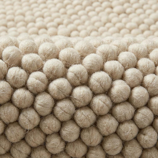 Ivory Chunky Wool Area Rug with Thick Looped Texture for Cozy Modern & Minimalist Interiors