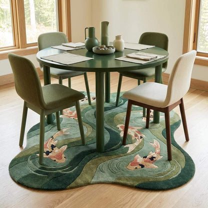 Koi Fish Rug Japanese Zen Area Rug Japandi Living Room Decor