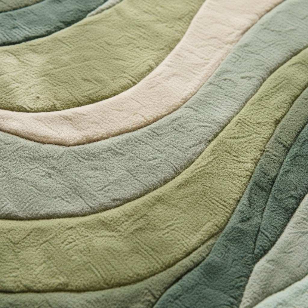 Melting Abstract Rug | Green Wavy Hand Tufted Sculptural Rug