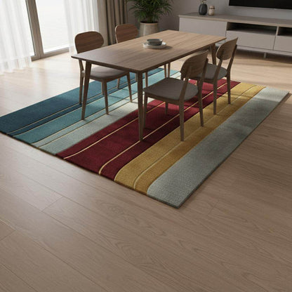 Metallic Gold Stripe Rug: Jewel Tone Hand-Woven Decor 9x12 Rug Teppich