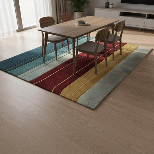Metallic Gold Stripe Rug: Jewel Tone Hand-Woven Decor 9x12 Rug Teppich