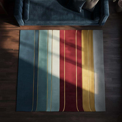 Metallic Gold Stripe Rug: Jewel Tone Hand-Woven Decor 9x12 Rug Teppich
