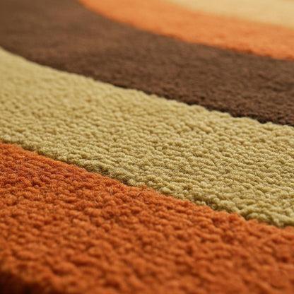 Mid Century Geometric Arc Area Rug – Plush Retro Living Room Rugs Thick Pile Rug Carpet Teppich in Terracotta Mustard Olive Brown
