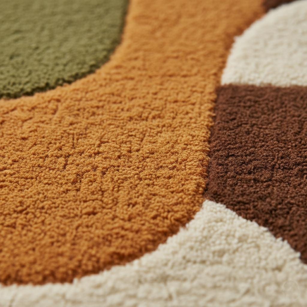 Mid Century Geometric Shag Area Rug – Plush Living Room Rugs Thick High Pile Rug Carpet Teppich in Burnt Orange Olive Cream Brown