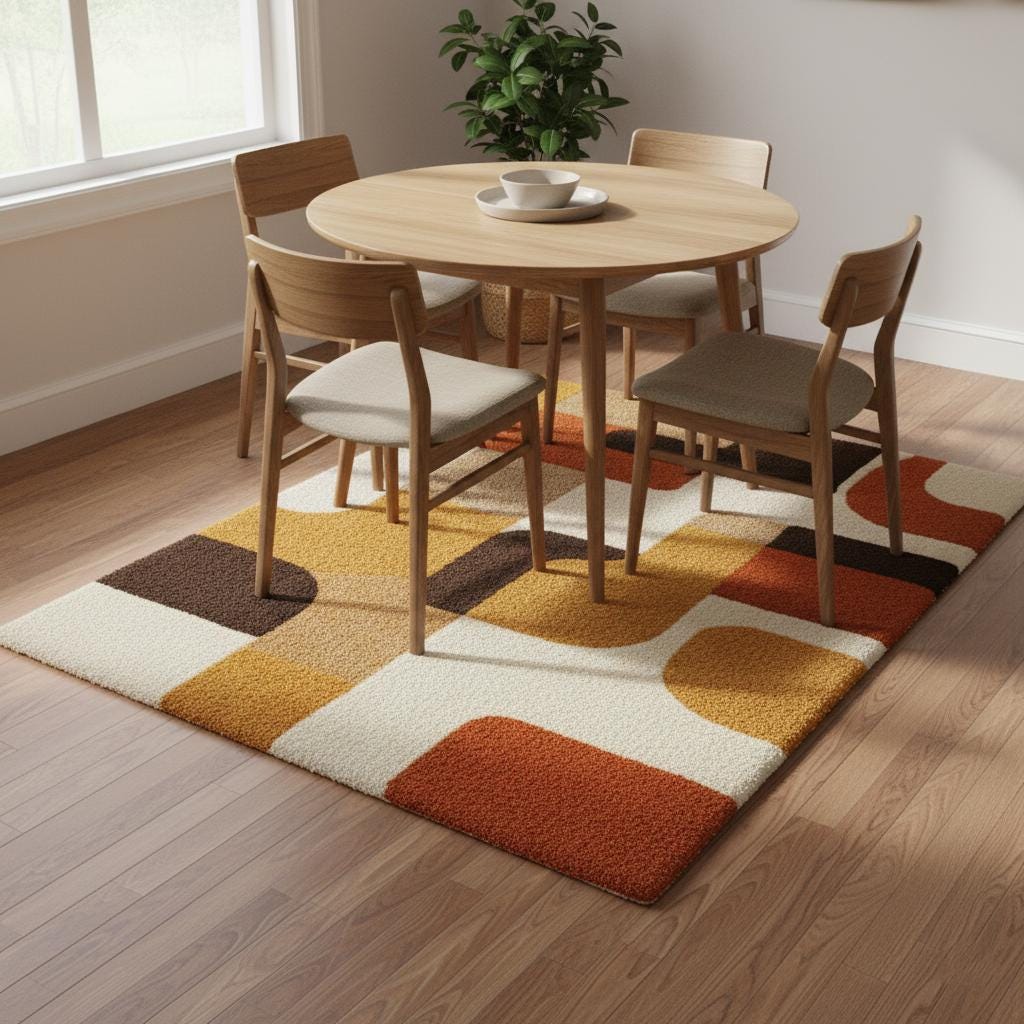 Mid Century Modern Geometric Rug: Tufted Retro Area Carpet Teppich