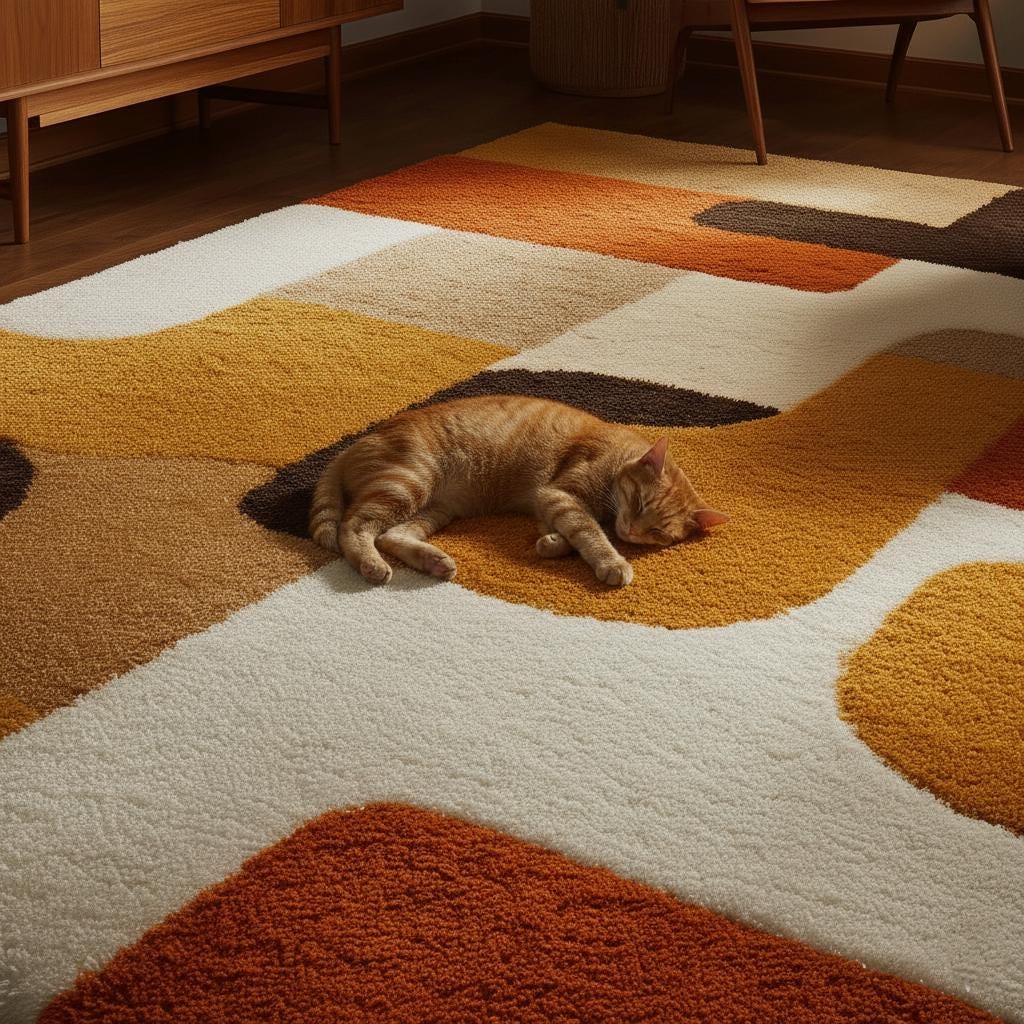 Mid Century Modern Geometric Rug: Tufted Retro Area Carpet Teppich