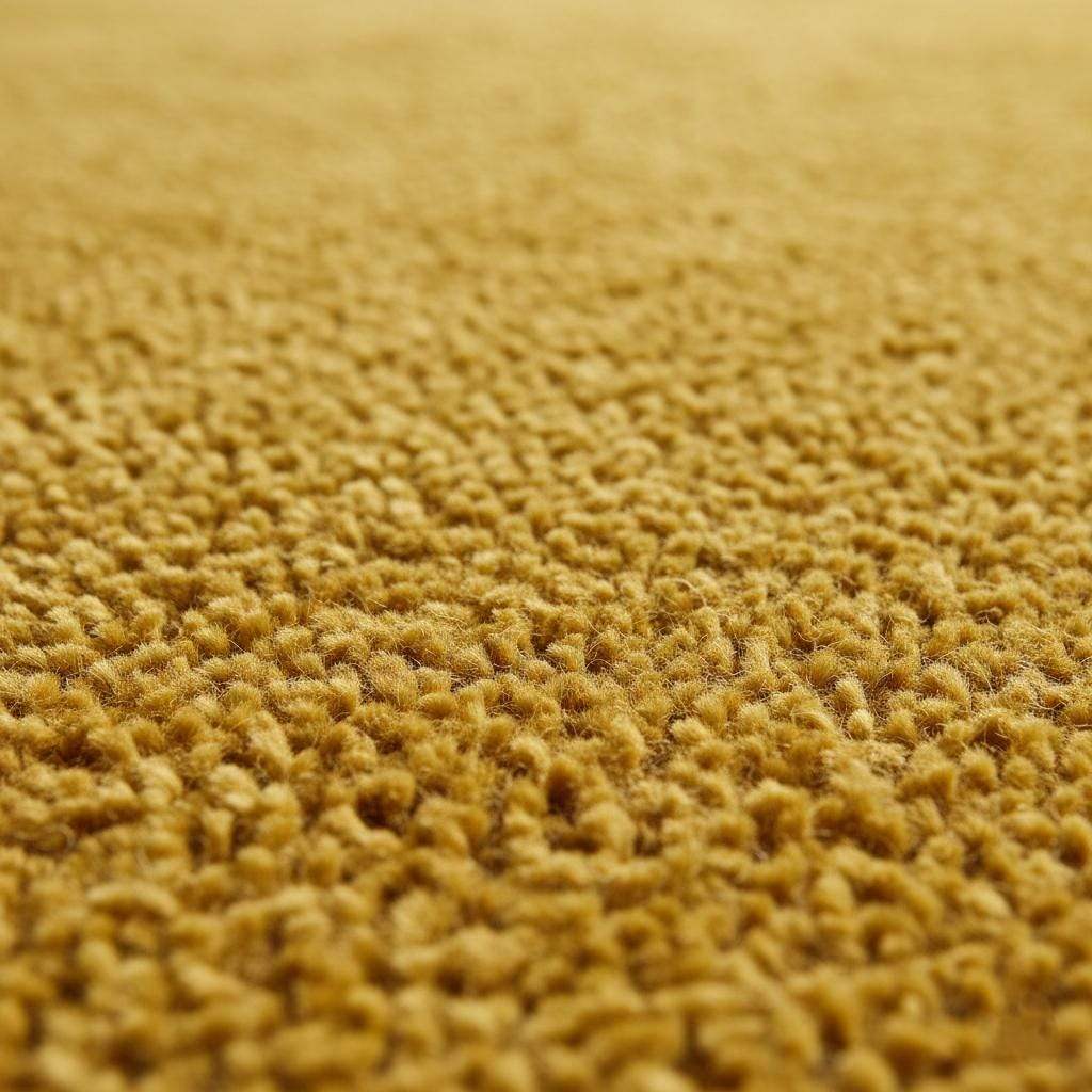 Mustard yellow area rug with mid-century modern low pile design for living room decor