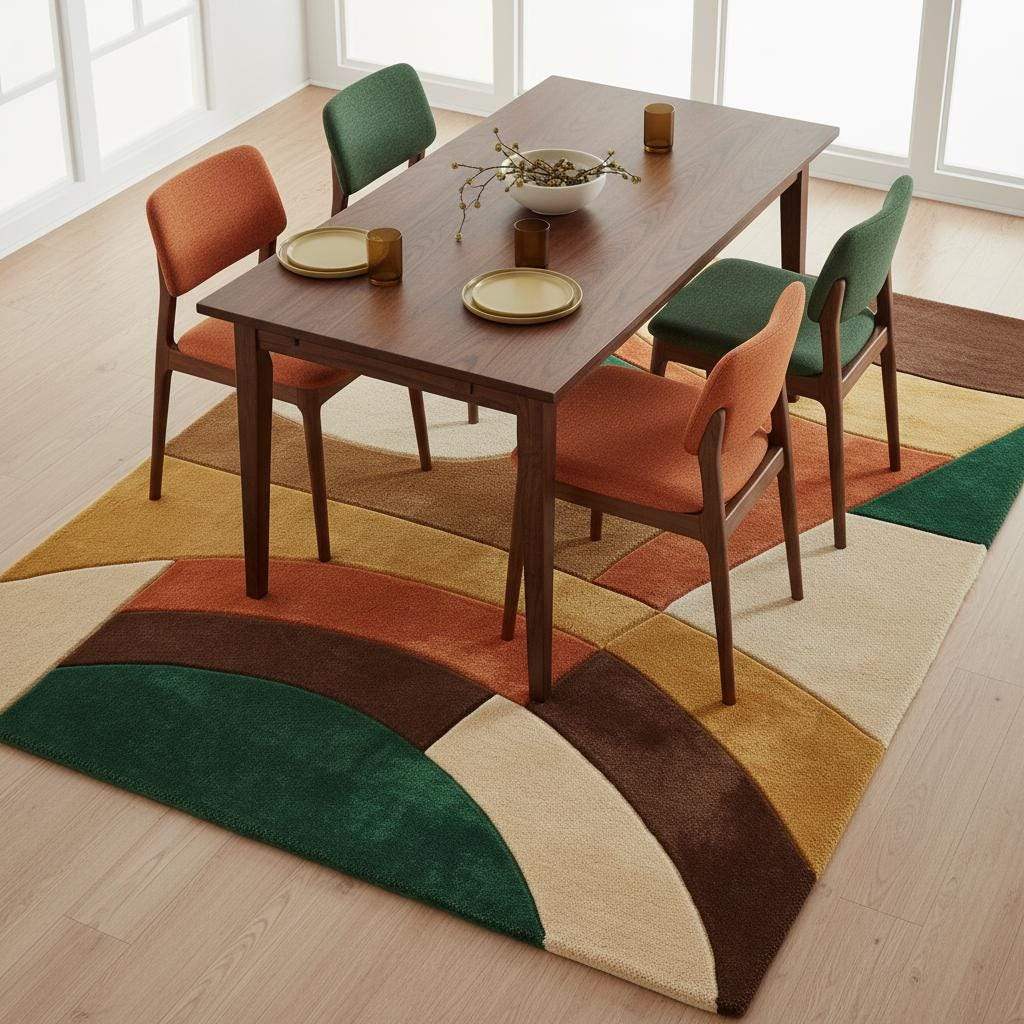 Mid Century Modern Abstract Retro Area Rug
