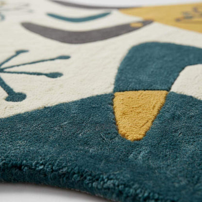 Mid Century Modern Abstract Rug, Irregular Shape Hand Tufted Wool Rug, Atomic Retro Area Rug, 1950s Modern Art Carpet, Living Room Decor