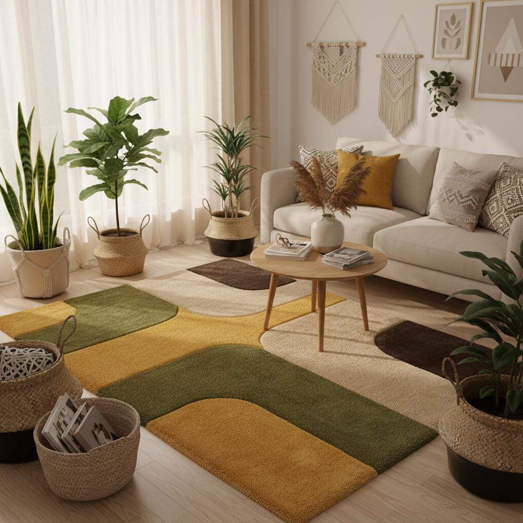 Handmade style modern rug with carefully tufted pile, soft surface texture, and natural artisan variation.