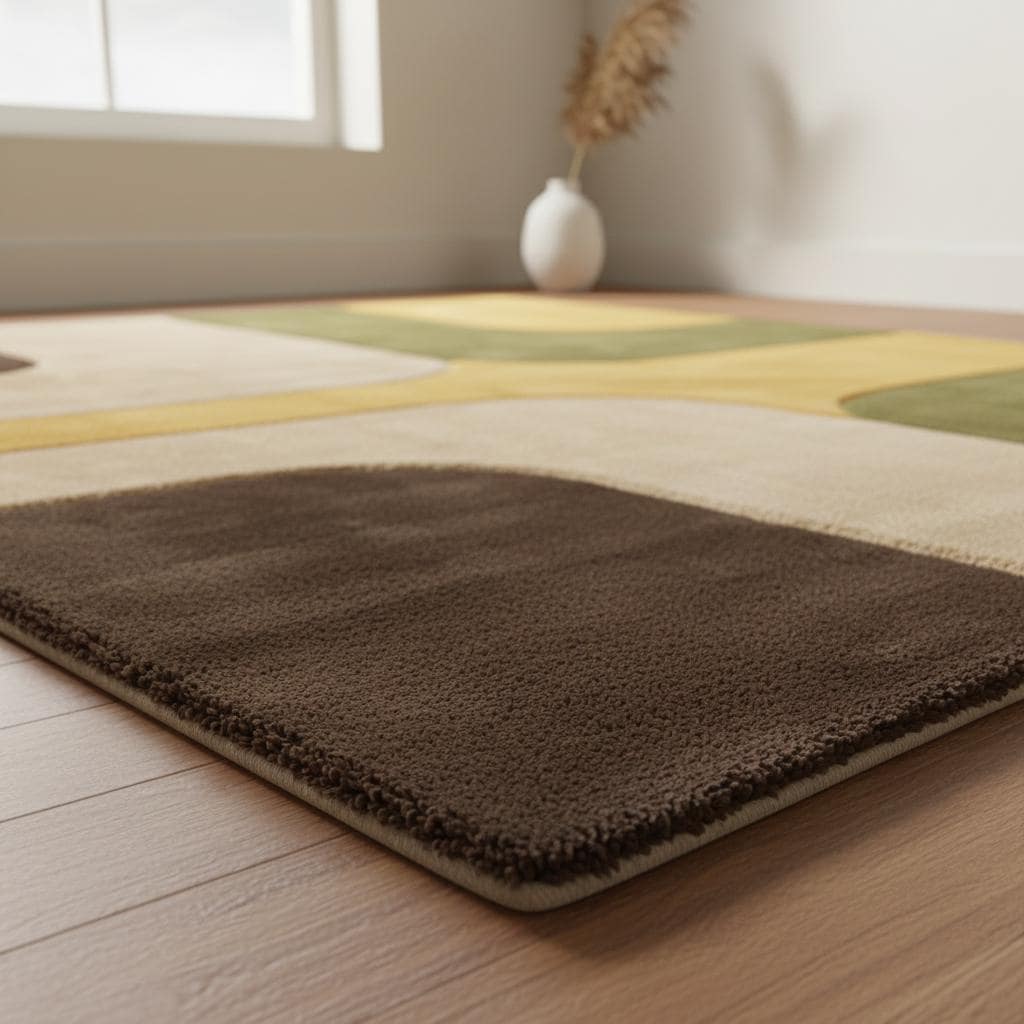 Mid Century Modern Geometric Area Rug, Retro Color Block Living Room Rug