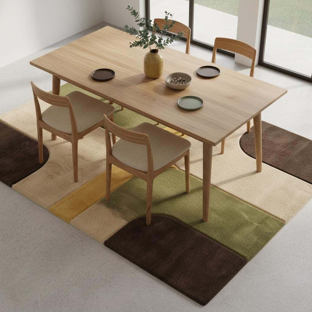 Mid Century Modern Geometric Area Rug, Retro Color Block Living Room Rug