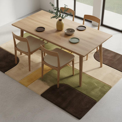 Mid Century Modern Geometric Area Rug, Retro Color Block Living Room Rug