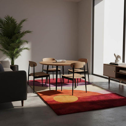 Mid-Century Modern Sunset Rug: Abstract Geometric Red Orange Carpet Teppich __etsy:7297732535