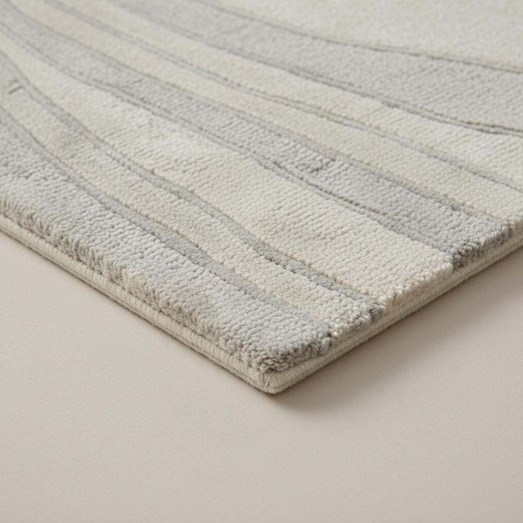 Minimalist Japandi Neutral Runner Rug with Soft Wave Design