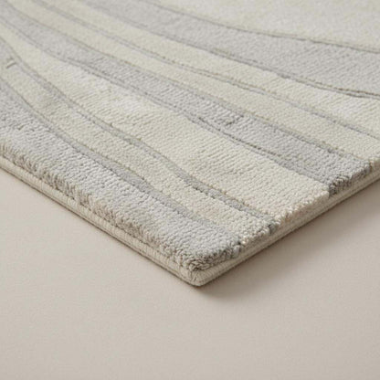 Minimalist Japandi Neutral Runner Rug with Soft Wave Design