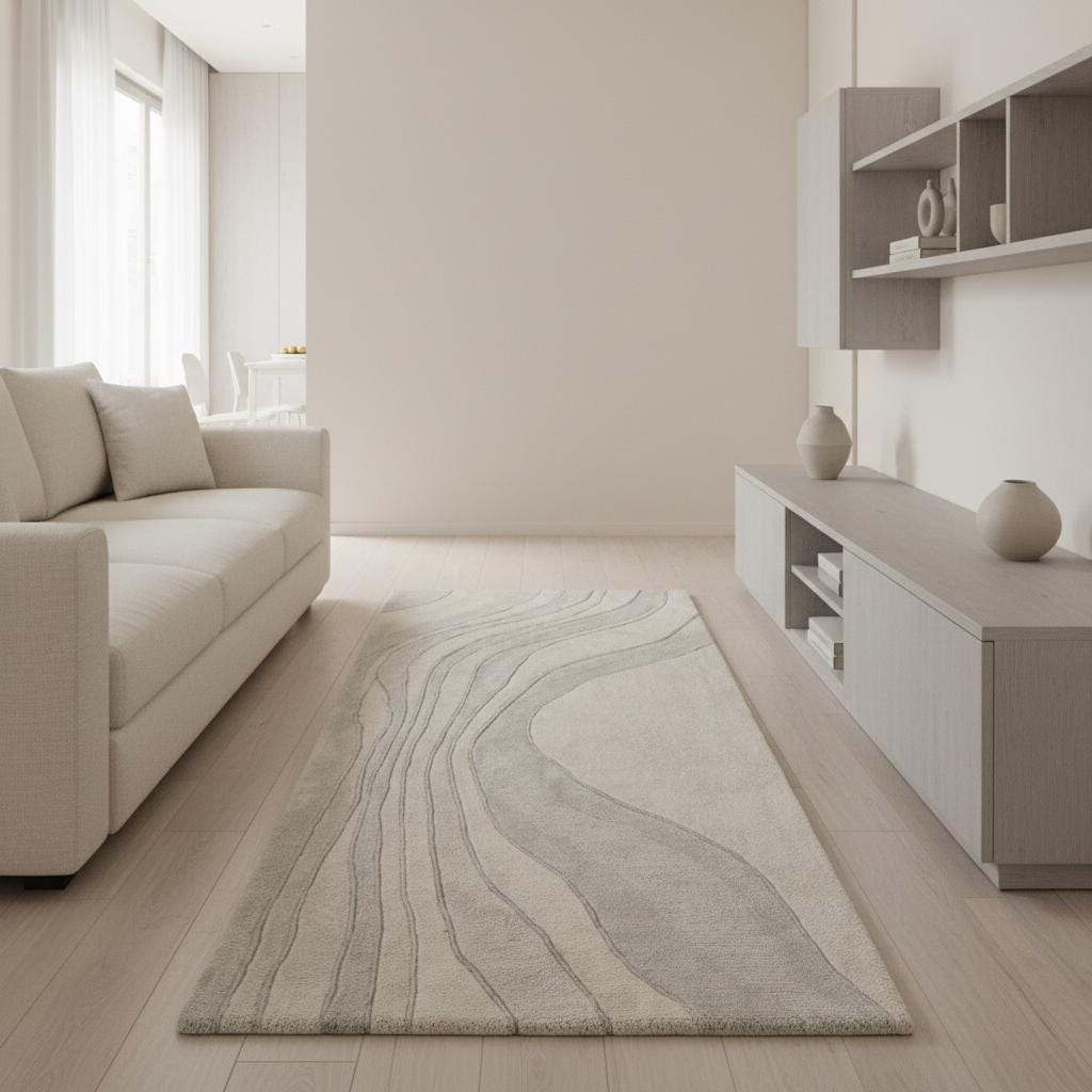 Tufted runner rug with even pile height, smooth finishing, and refined minimalist craftsmanship.