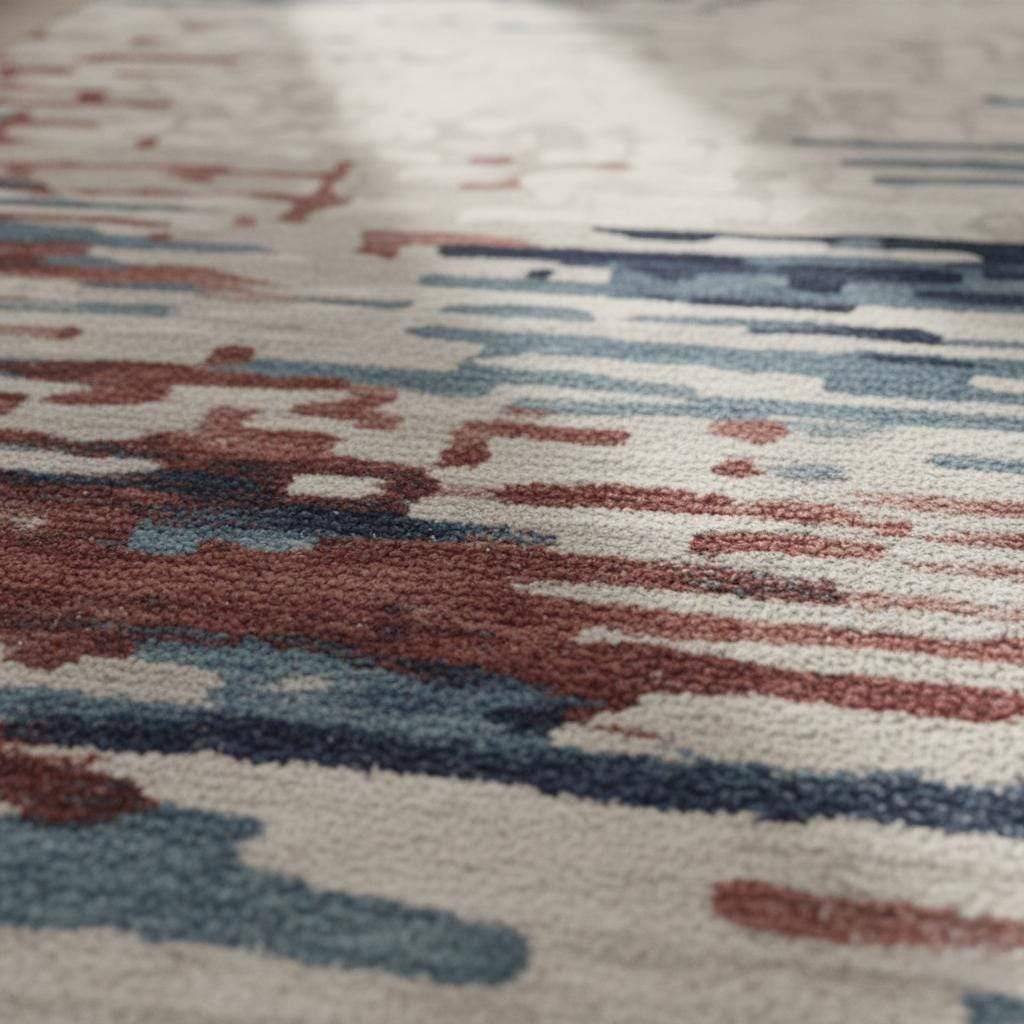 Modern Abstract Area Rug | Blue, Red, Beige Pattern