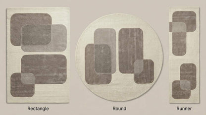 Modern Abstract Area Rug Neutral Geometric Plush Carpet Minimalist Living Room Decor