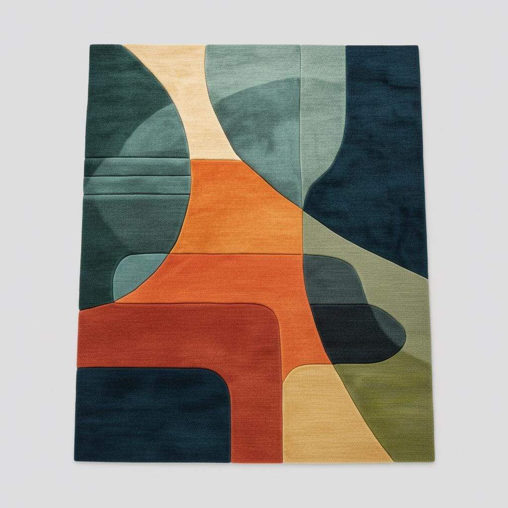 Modern Abstract Geometric Area Rug – Bold Colorful Statement Carpet for Living Room