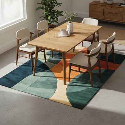 Modern Abstract Geometric Area Rug – Bold Colorful Statement Carpet for Living Room