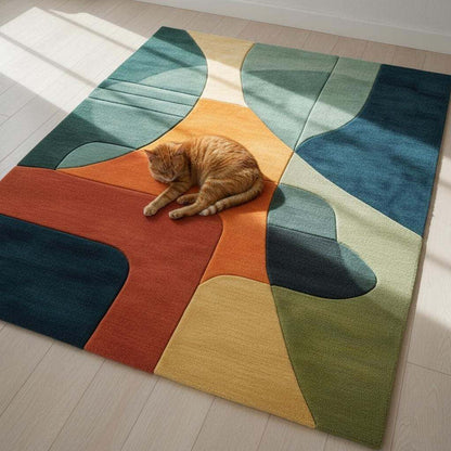 Modern Abstract Geometric Area Rug – Bold Colorful Statement Carpet for Living Room