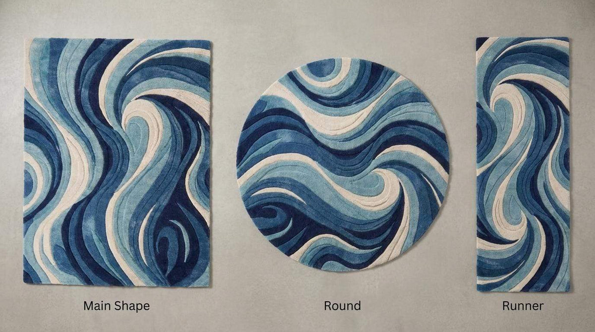 Modern abstract tufted rug available in rectangular, runner, and round shapes ideal for hallway, living room, and bedroom spaces __etsy:7925015612
