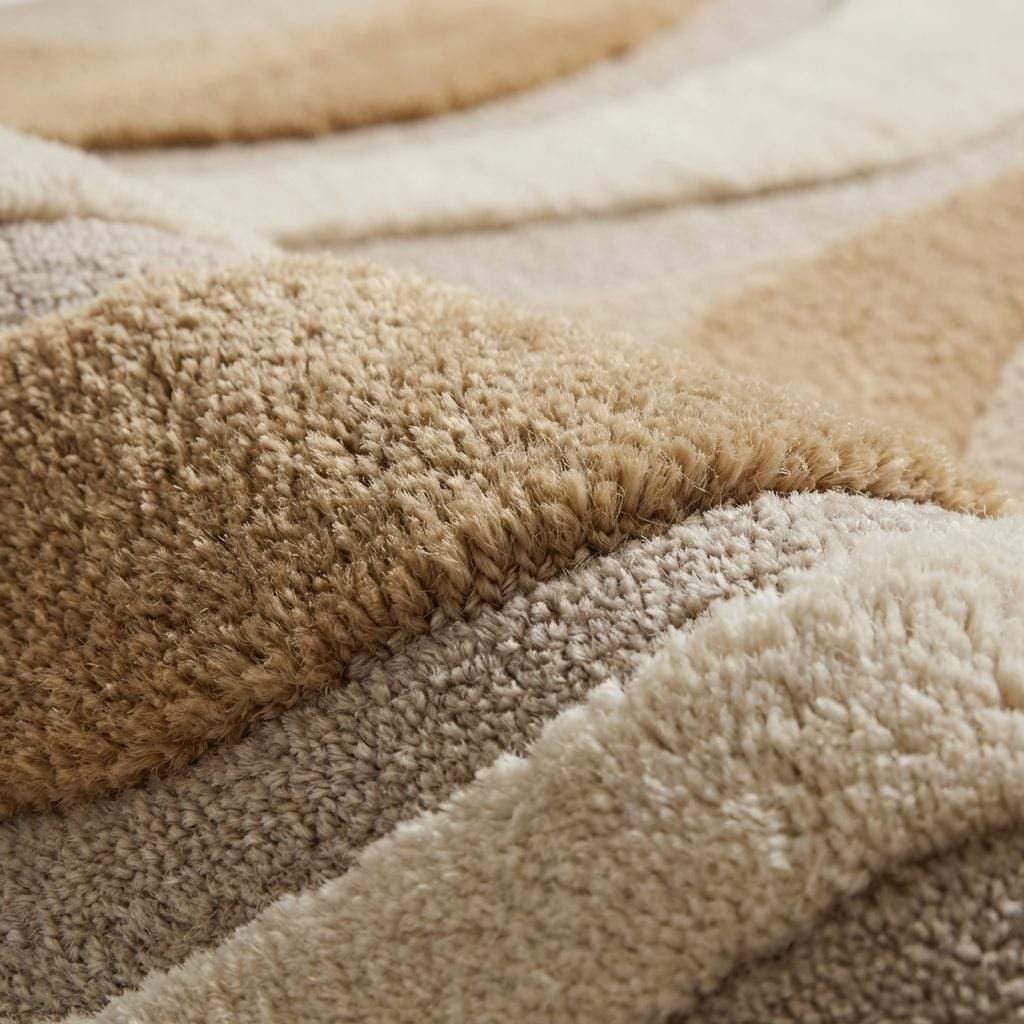 Modern Abstract Tufted Rug Neutral Beige Carpet, Sculpted Wool Area Rug for Living Room, Contemporary Minimal Floor Decor __etsy:7917622181