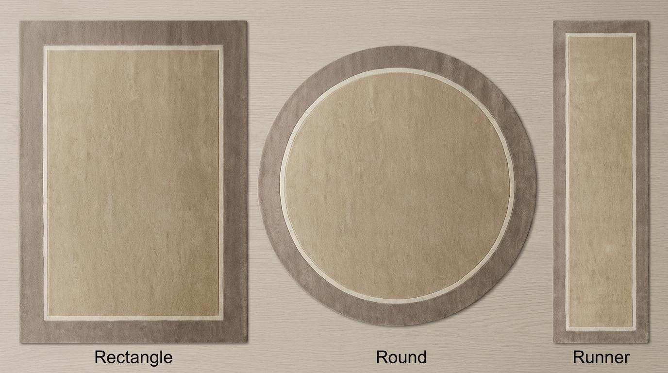 Modern beige geometric border hand-tufted wool area rug with soft pile and contemporary design