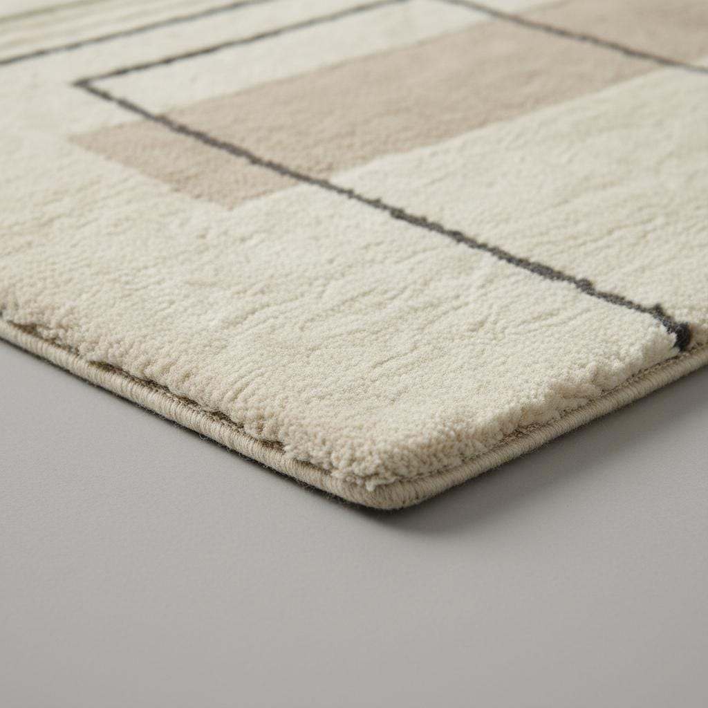 Modern Geometric Area Rug, Minimalist Line Rug, Cream Sage Neutral Decor