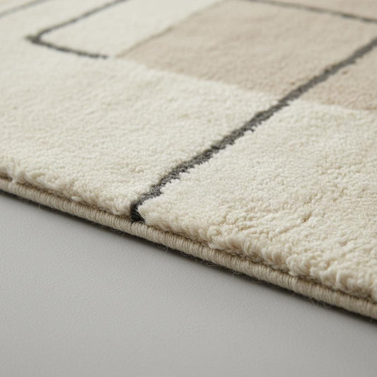 Modern Geometric Area Rug, Minimalist Line Rug, Cream Sage Neutral Decor