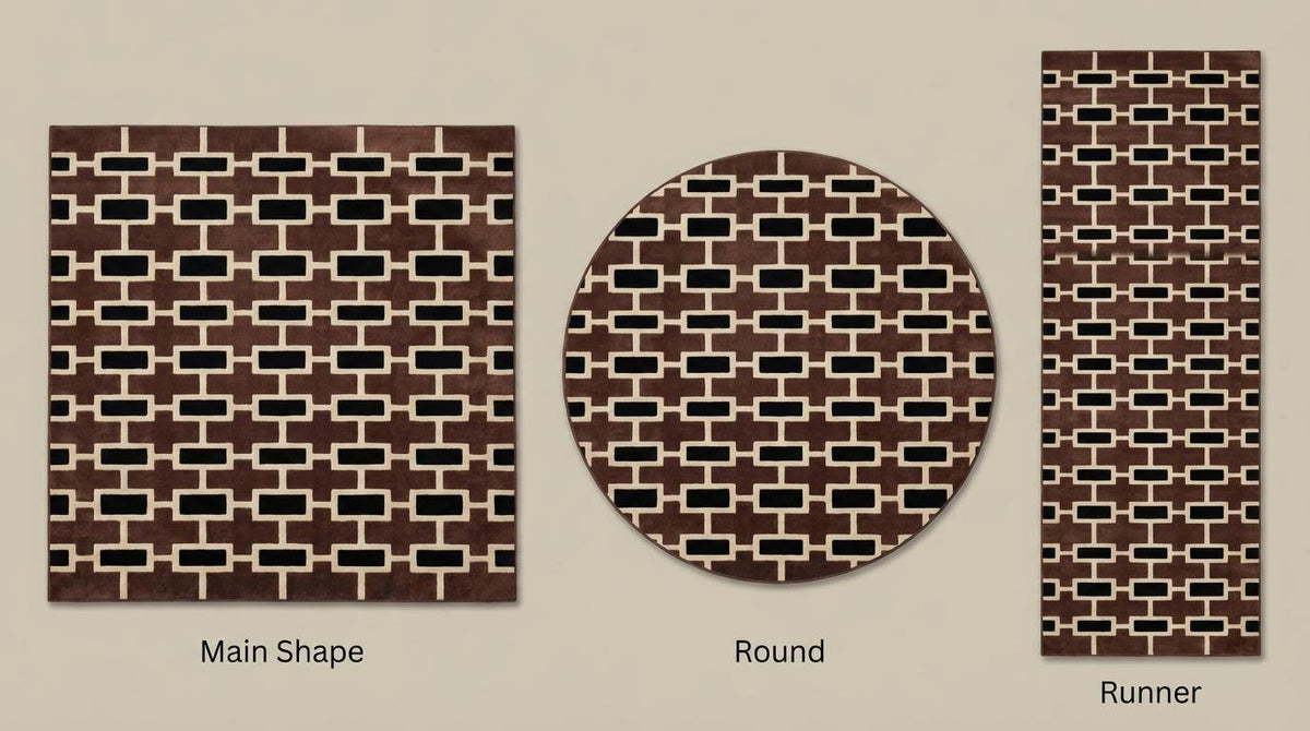 Modern Geometric Tufted Rug, Brown Black Mid-Century Carpet for Living Room Wool Area Rug __etsy:7837861623