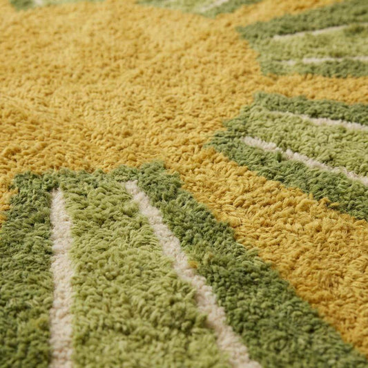 Modern Hand Tufted Wool Rug, Mid Century Sunburst Shag Area Rug