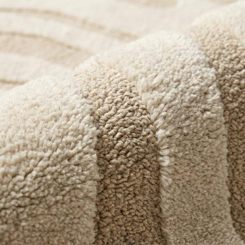 Modern Hand Tufted Wool Rug, Neutral Wavy Abstract Area Rug, Cozy Housewarming Gift