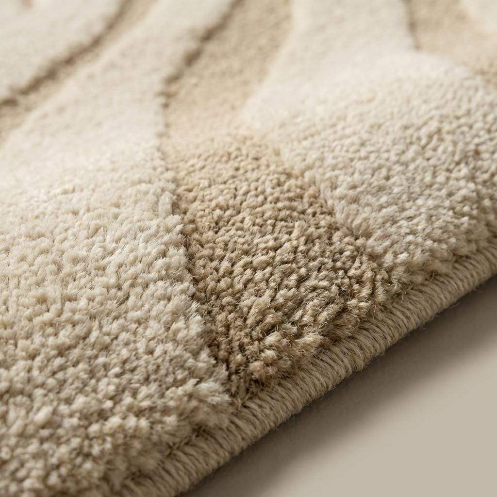 Modern Hand Tufted Wool Rug, Neutral Wavy Abstract Area Rug, Cozy Housewarming Gift