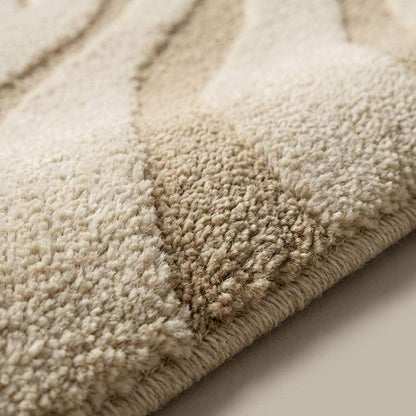 Modern Hand Tufted Wool Rug, Neutral Wavy Abstract Area Rug, Cozy Housewarming Gift