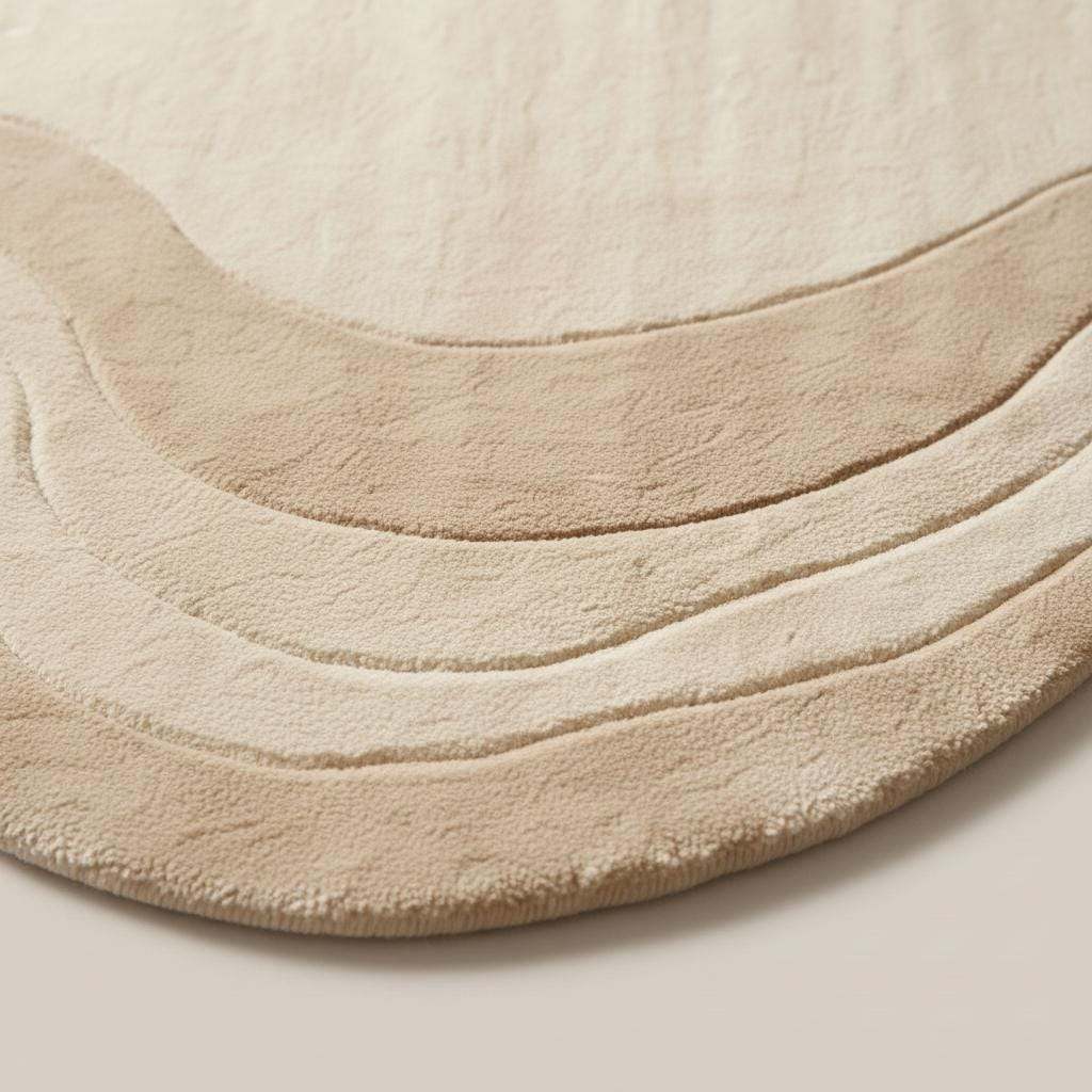 Modern Irregular Wave Area Rug, Cream Sculpted Plush __etsy:7562374005