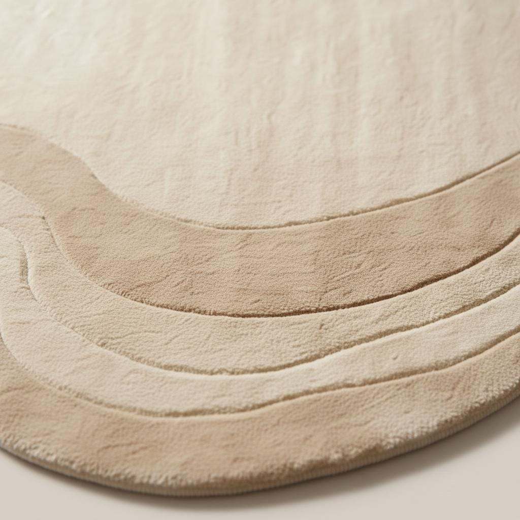 Modern Irregular Wave Area Rug, Cream Sculpted Plush __etsy:7514436744