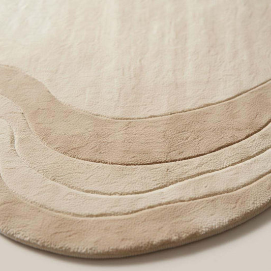 Modern Irregular Wave Area Rug, Cream Sculpted Plush __etsy:7514436744