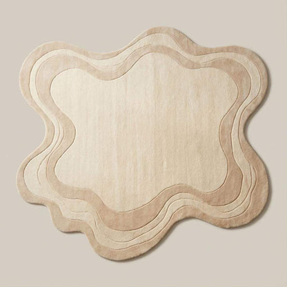 Modern abstract neutral rug with sculpted contours and organic shape, luxury hand tufted carpet for stylish home décor __etsy:7562373847