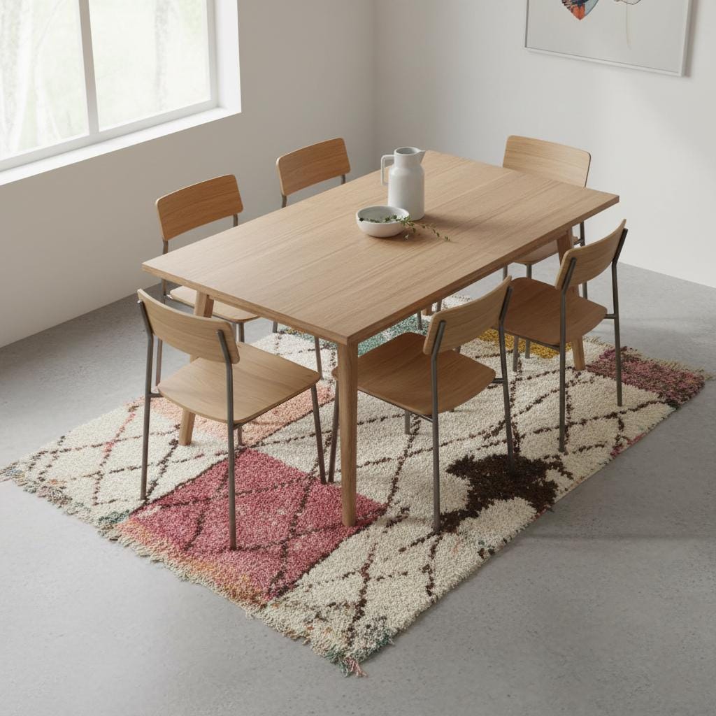 Colorful modern Moroccan rug with geometric shag texture and Berber diamond patterns in a 9x12 boho area carpet