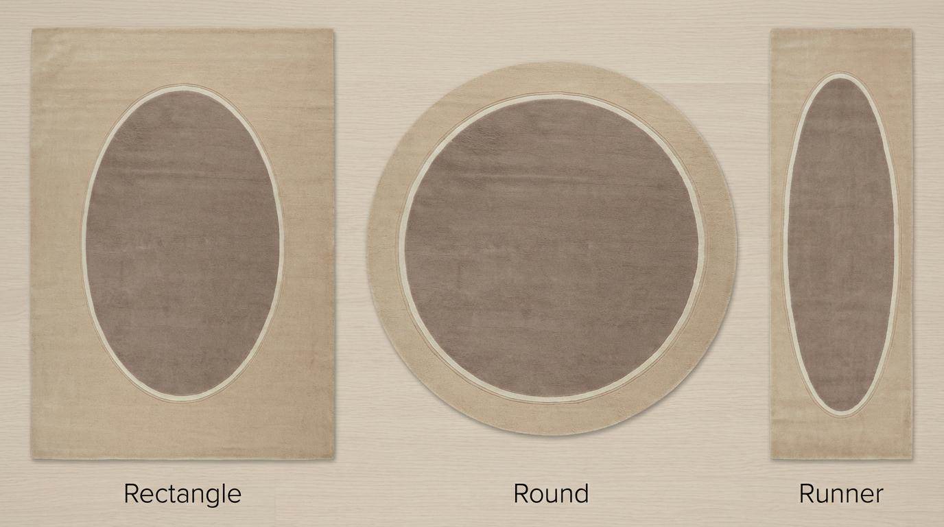 Modern neutral oval hand tufted wool area rug in living room setting