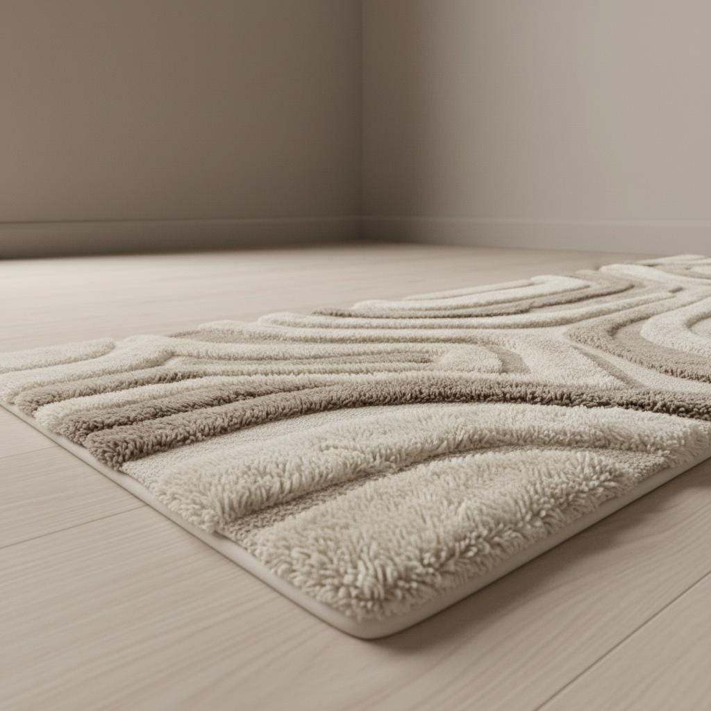 Modern Neutral Runner Rug Hand Tufted Plush Kitchen Hallway Abstract Textured Decor Home Entryway