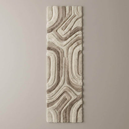Modern Neutral Runner Rug Hand Tufted Plush Kitchen Hallway Abstract Textured Decor Home Entryway