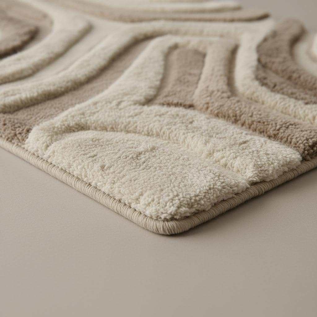 Modern Neutral Runner Rug Hand Tufted Plush Kitchen Hallway Abstract Textured Decor Home Entryway