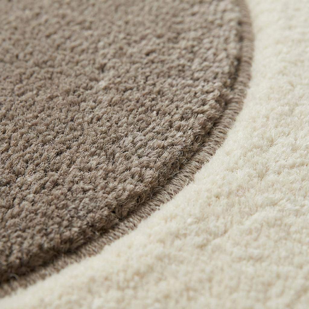 Modern pebble pattern tufted wool area rug with abstract carved design in neutral tones for living room