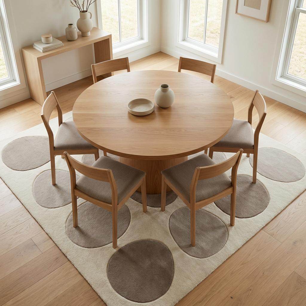 Modern pebble pattern tufted wool rug with neutral tones for living room decor
