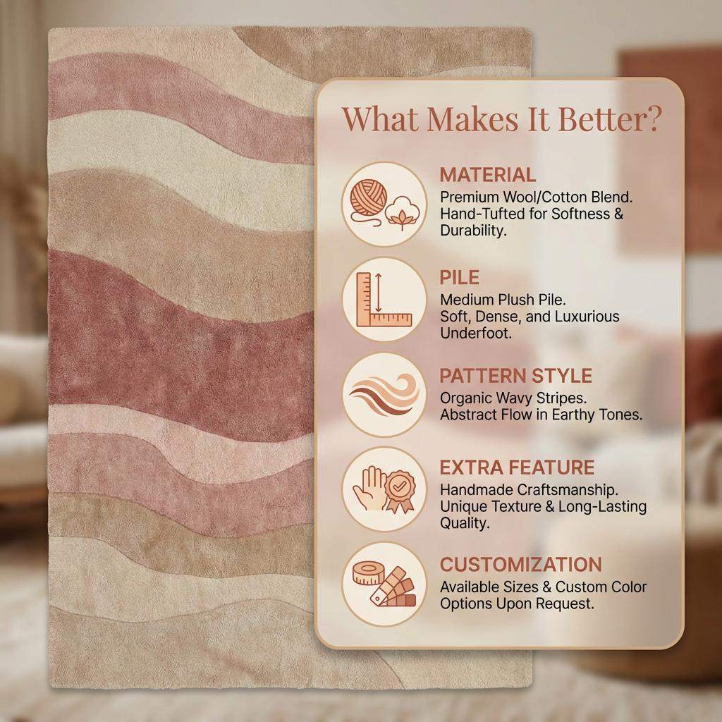 Modern Wave Pattern Pastel Area Rug Wavy Stripes Living Room Carpet