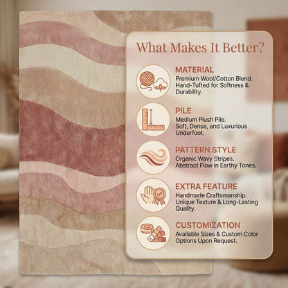 Modern Wave Pattern Pastel Area Rug Wavy Stripes Living Room Carpet